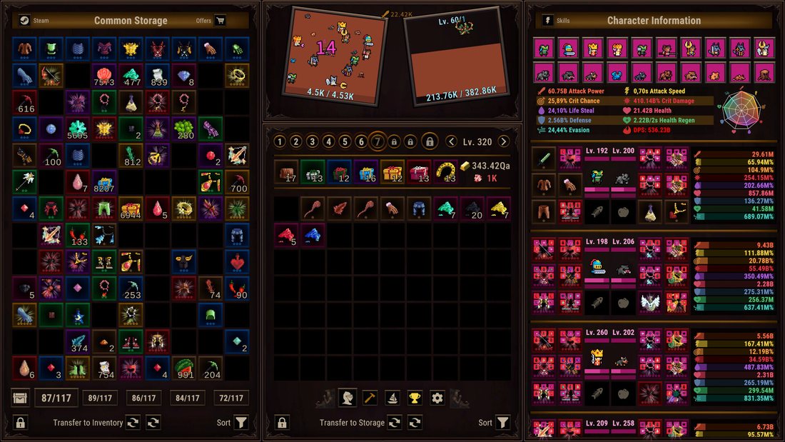 Official Task Bar Cube screenshot: the character information panel with the party's stat lines